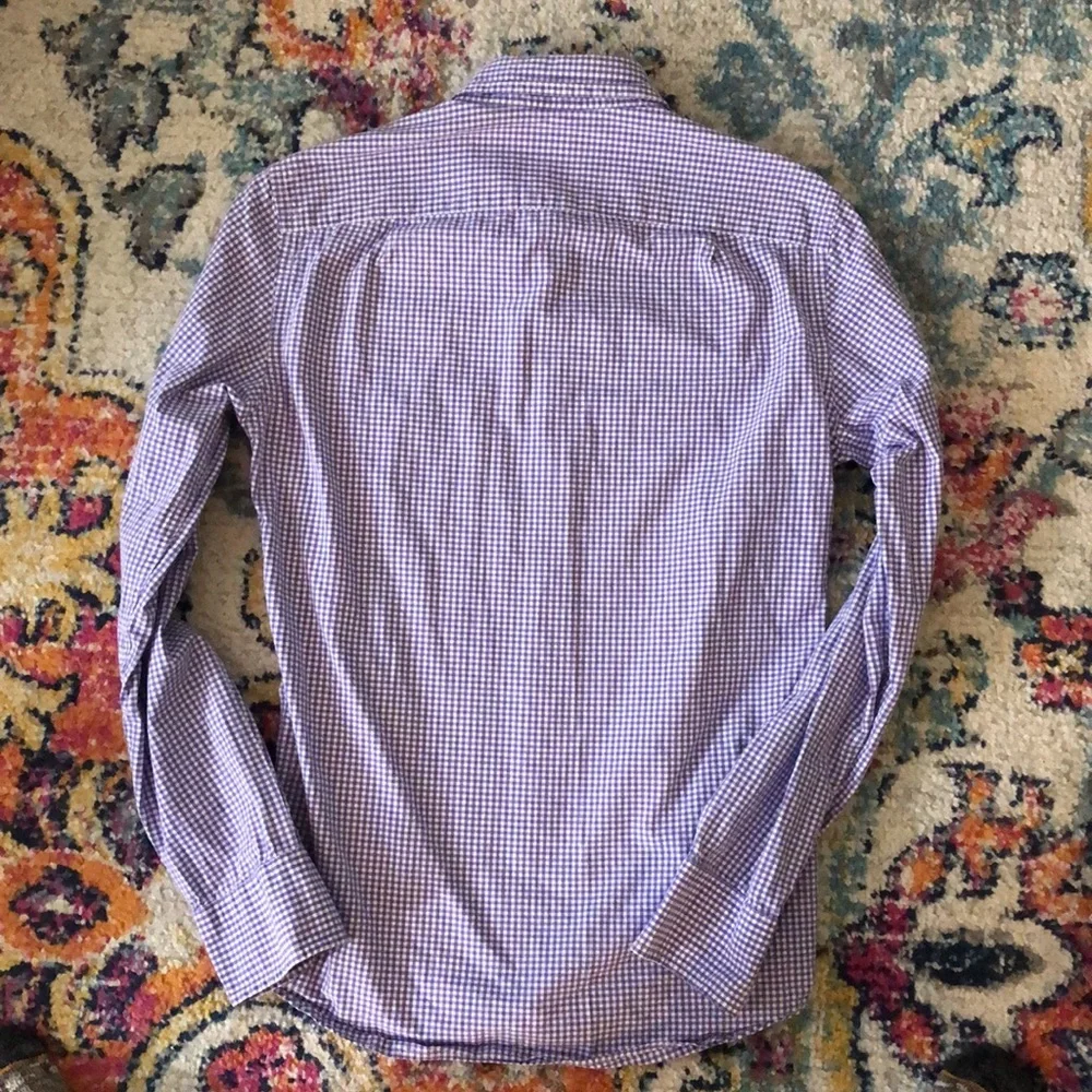 J crew Purple and White Gingham button down XS Slim - Picture 3 of 3